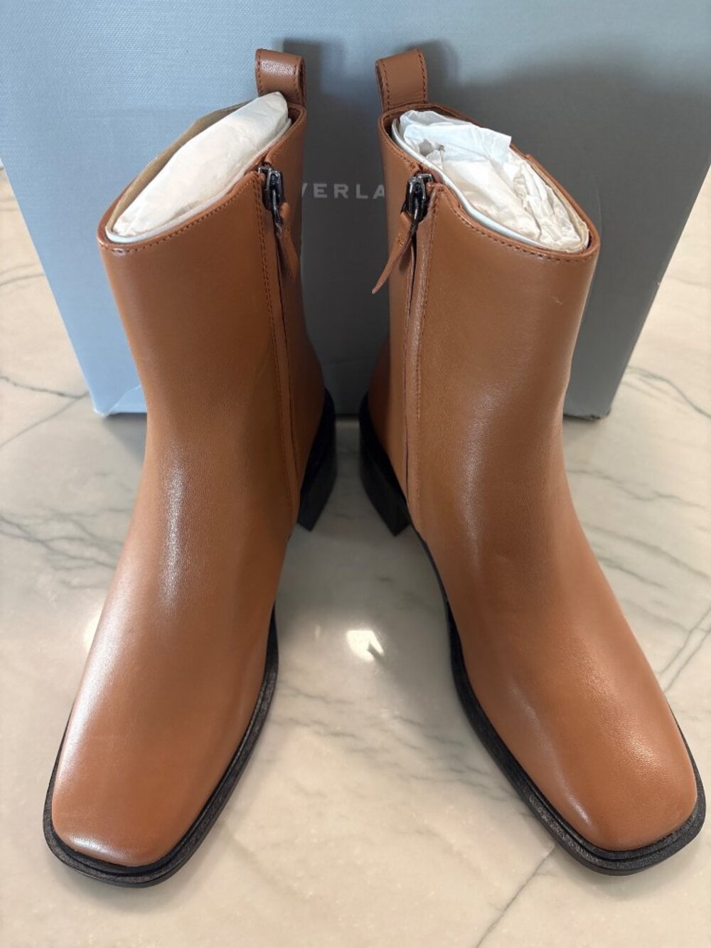 Everlane The City Boots in Saddie Brown Leather 8 New with box Womens Booties - Picture 4 of 9